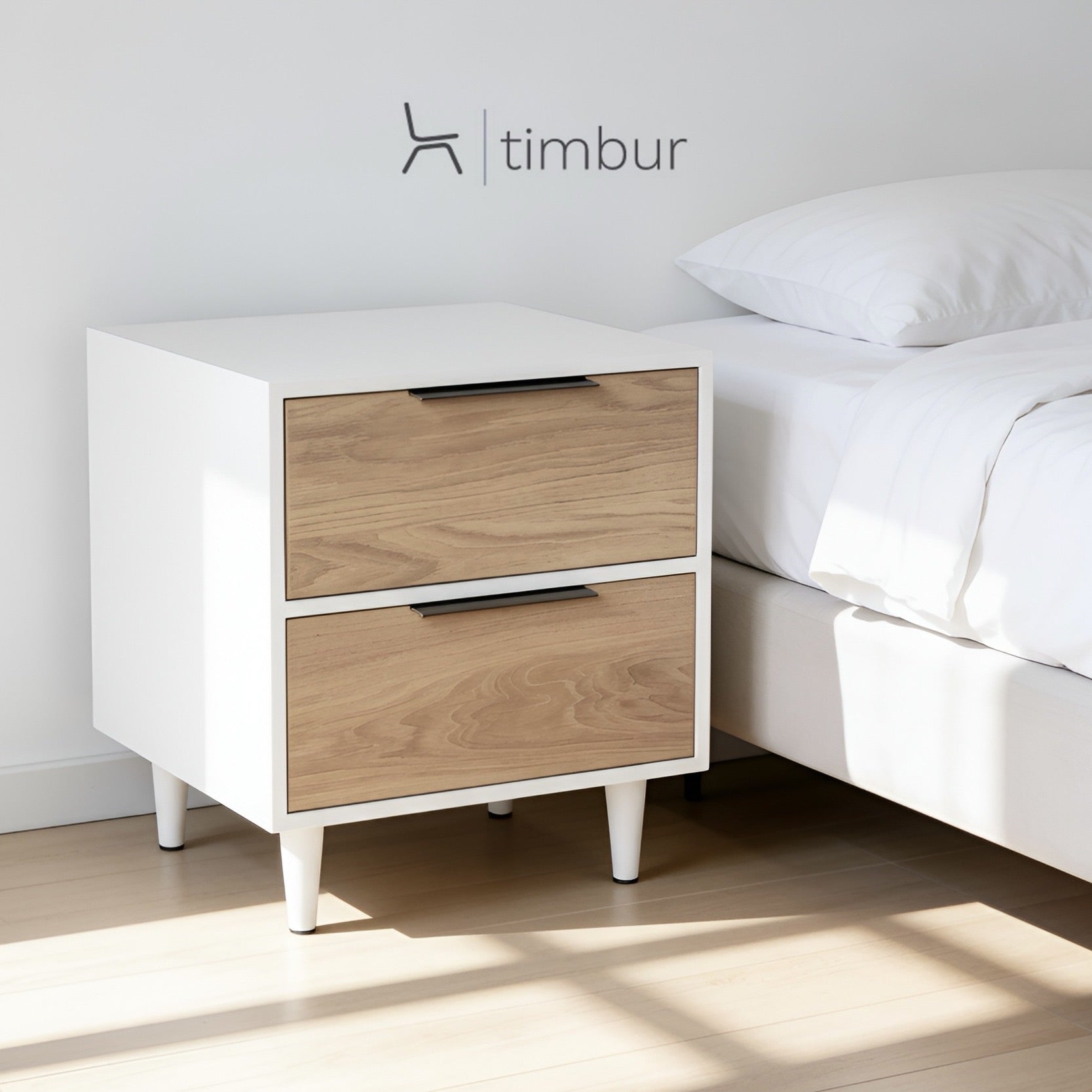 Nardo Bedside Pedestal | Modern Design with Oak or Kiaat Accents