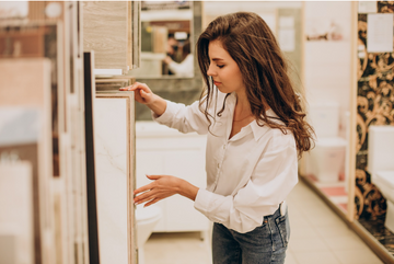 A woman buying quality timber furniture.