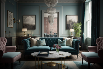 An elegant living room featuring luxury furniture.